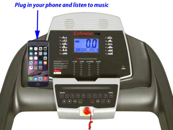 Treadmill extreme T6 console with iphone shelf