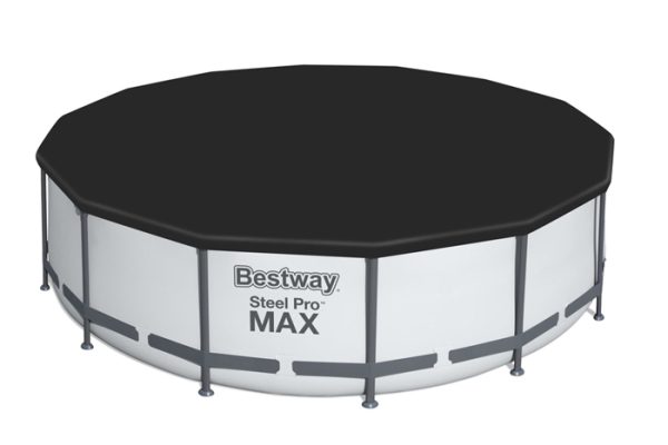 Bestway 549cm Steel Pro Max round pool with fitted black cover