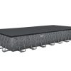 Bestway 9.56m rectangular APX 365 pool covered with black fitted cover