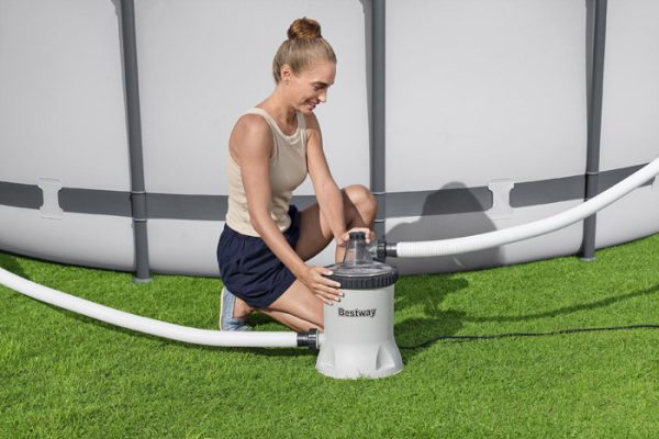 Bestway Polysphere Filter Pump connected to an above ground pool system
