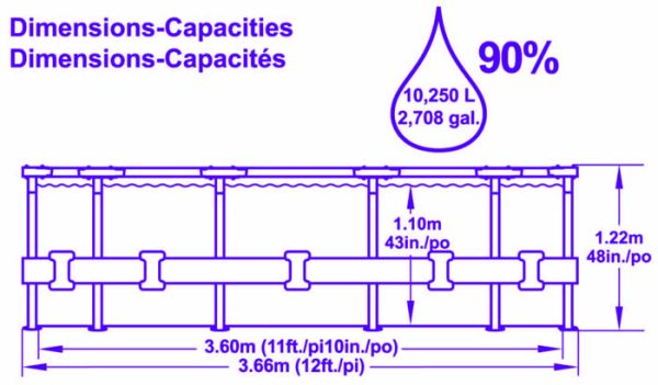 Bestway 3.66m round pool dimensions