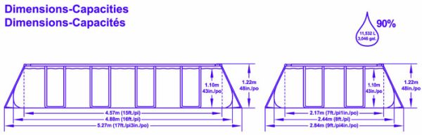 Bestway rectangular pool 4.88 x 2.44 x 1.22m