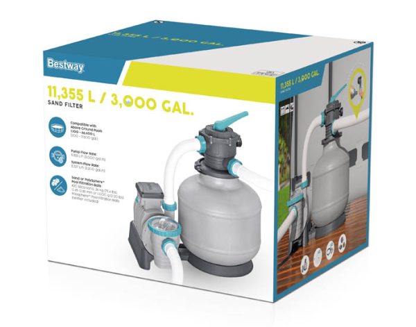 Bestway Sand Filter Pump 3000 GPH box packaging for above ground pools