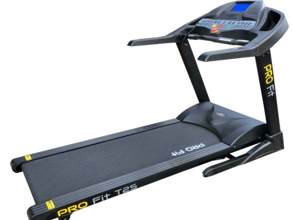 Commercial heavy duty treadmill side view with Pro Fit T25 console