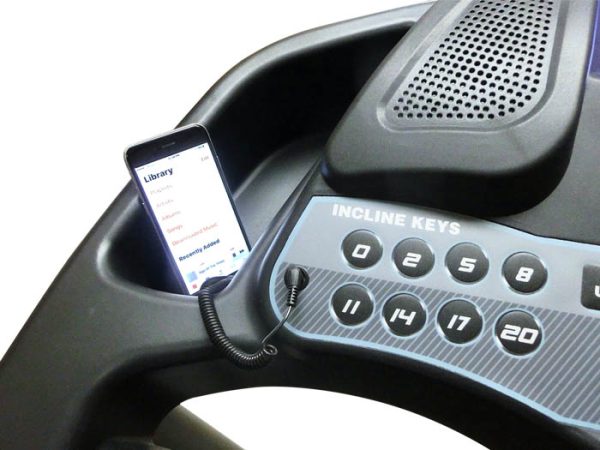 Pro Fit T25 treadmill console with phone holder and controls